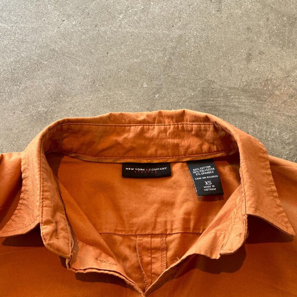 Orange New York and Company Workwear Office Button Down Women's Blouse Size XS - Picture 2 of 2
